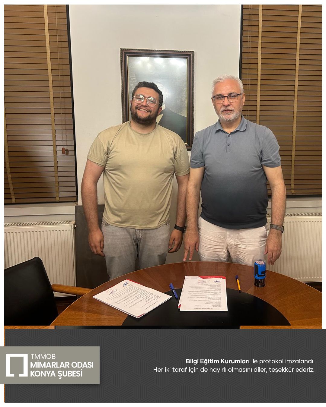 Mimarlar Odası Konya Şubesi ile Bilgi Eğitim Kurumları Arasında Protokol İmzalandı.