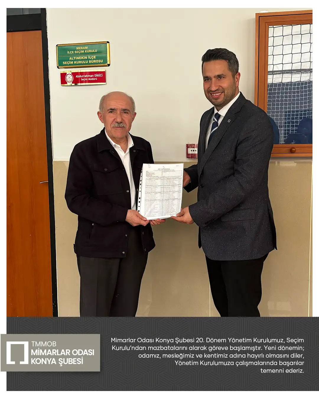20. Dönem Yönetim Kurulumuz Mazbatalarını Aldı